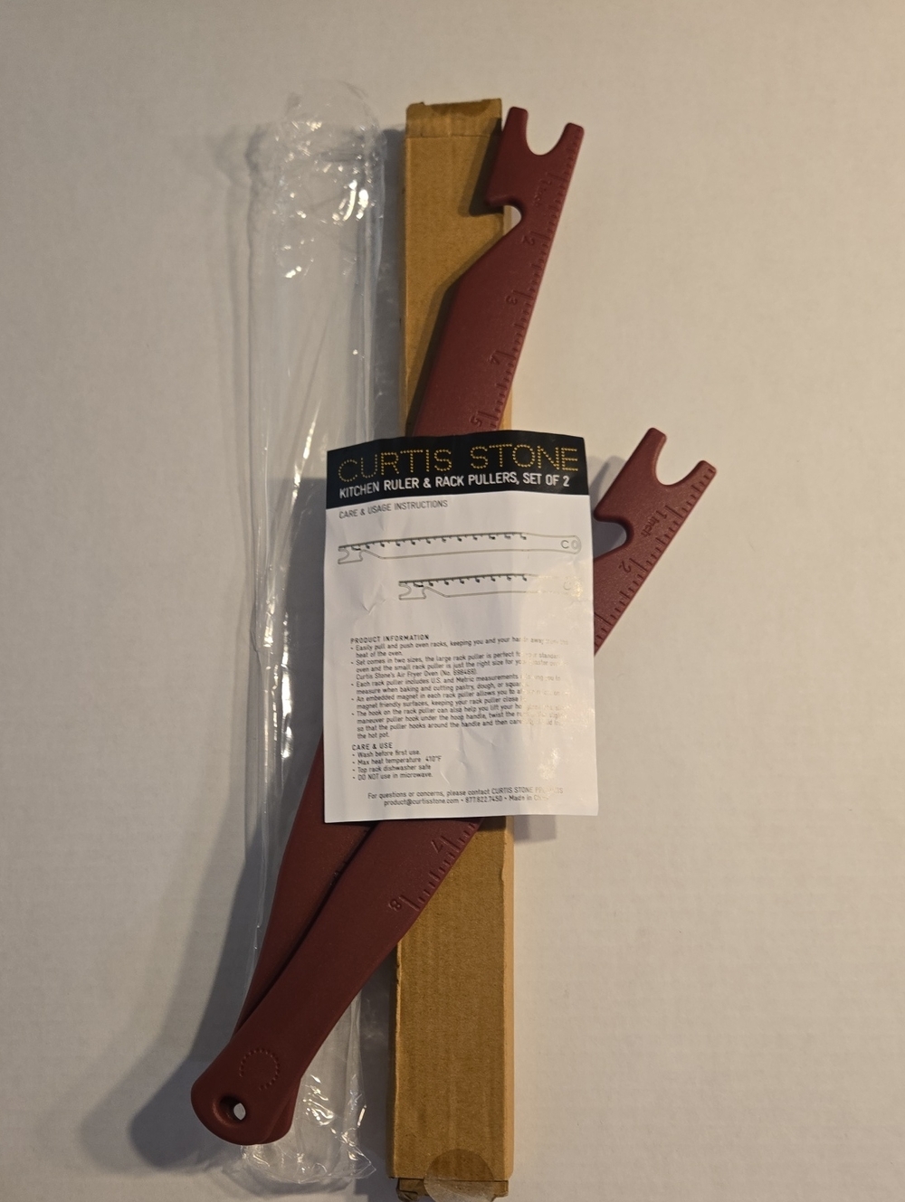 Kitchen Rulers And Rack Pullers--Set Of 2 (Burgandy/Dark Red)